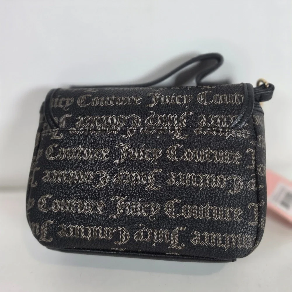 Juicy Couture Gothic Dots Flawless Flap‎ Crossbody Bag Black Taupe Y2K 11JCCL5JC